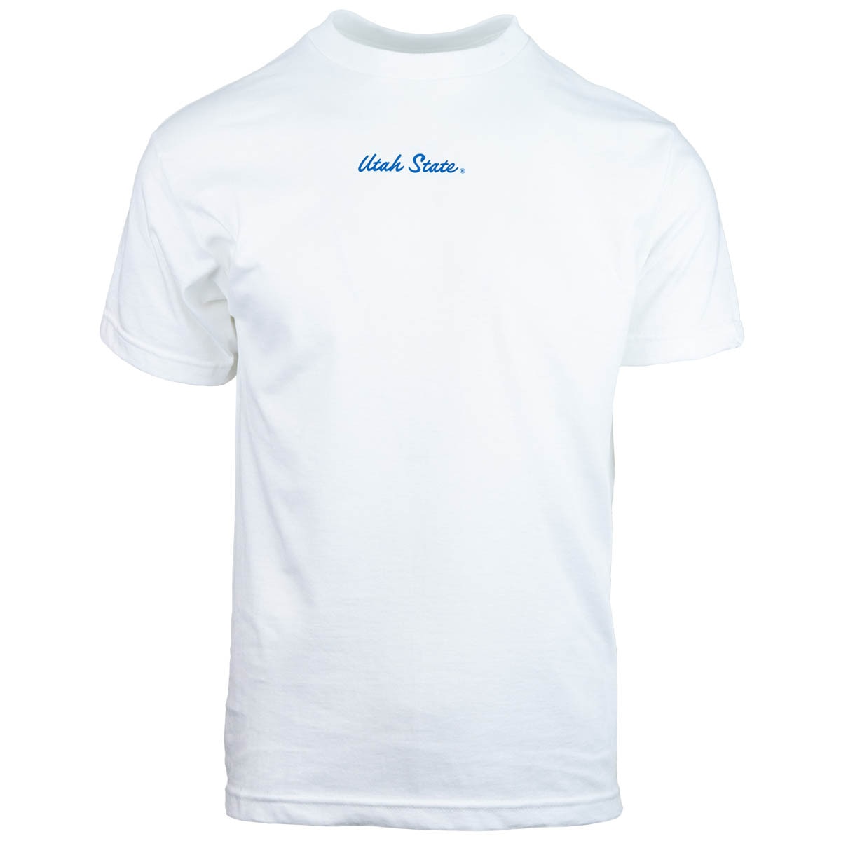 Greetings from Utah State university postage stamps white unisex t-shirt